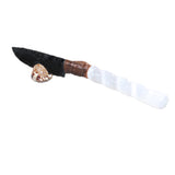 Selenite Spiral Handle Obsidian Blade Ornamental Knife #2565  Mountain Man Knife