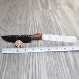 Selenite Spiral Handle Obsidian Blade Ornamental Knife #2565  Mountain Man Knife