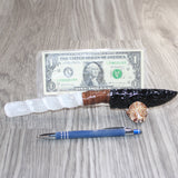 Selenite Spiral Handle Obsidian Blade Ornamental Knife #2565  Mountain Man Knife