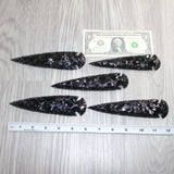 5 Obsidian Ornamental Spearheads  #065     Arrowhead