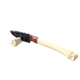 Deer Bone Handle Obsidian Blade Ornamental Knife #7657  Mountain Man Knife