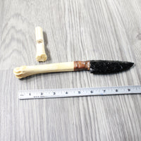 Deer Bone Handle Obsidian Blade Ornamental Knife #7657  Mountain Man Knife