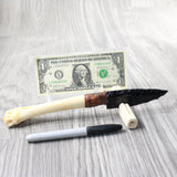 Deer Bone Handle Obsidian Blade Ornamental Knife #7657  Mountain Man Knife