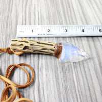 Cholla Cactus Wood Handle Opalite Blade Knife Necklace  #4657  Mountain Man Necklace