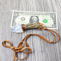 Cholla Cactus Wood Handle Opalite Blade Knife Necklace  #4657  Mountain Man Necklace