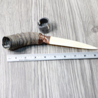 Springbok Horn Handle Bone Blade Ornamental Knife #1757    Mountain Man Knife