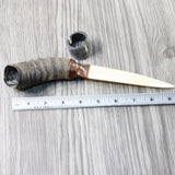 Springbok Horn Handle Bone Blade Ornamental Knife #1757    Mountain Man Knife