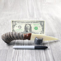 Springbok Horn Handle Bone Blade Ornamental Knife #1757    Mountain Man Knife