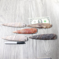 5 Stone Ornamental Spearheads  #1757     Agate Jasper Arrowheads