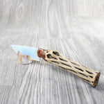 Cholla Cactus Wood Handle Opalite Blade Ornamental Knife #8757     Mountain Man Knife