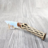 Cholla Cactus Wood Handle Opalite Blade Ornamental Knife #8757     Mountain Man Knife