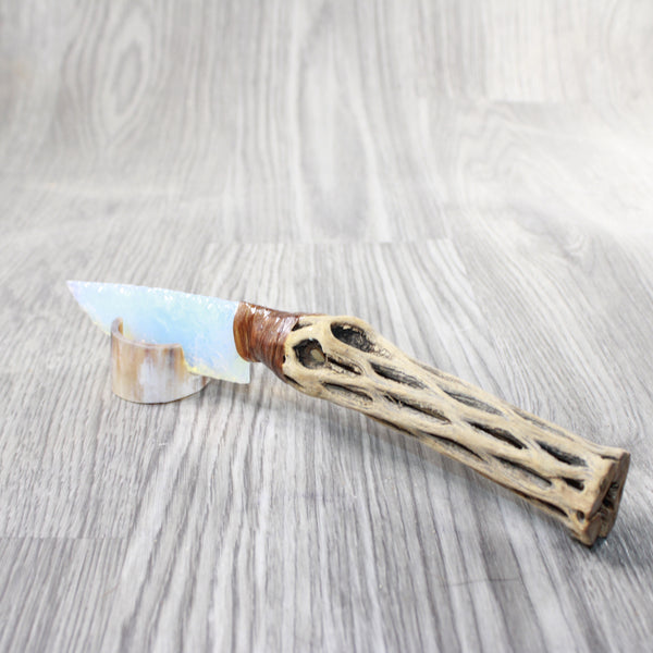 Cholla Cactus Wood Handle Opalite Blade Ornamental Knife #8757     Mountain Man Knife