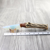 Cholla Cactus Wood Handle Opalite Blade Ornamental Knife #8757     Mountain Man Knife