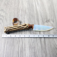 Cholla Cactus Wood Handle Opalite Blade Ornamental Knife #8757     Mountain Man Knife
