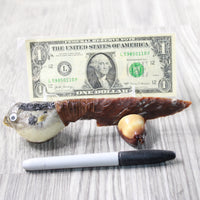 Parrot Puffer Fish Handle Stone Blade Ornamental Knife #6757   Mountain Man Knife
