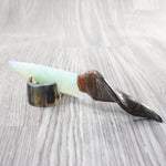 Goat Horn Handle Obsidian Blade Ornamental Knife #6857  Mountain Man Knife