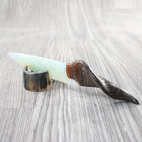 Goat Horn Handle Obsidian Blade Ornamental Knife #6857  Mountain Man Knife