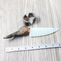 Goat Horn Handle Obsidian Blade Ornamental Knife #6857  Mountain Man Knife