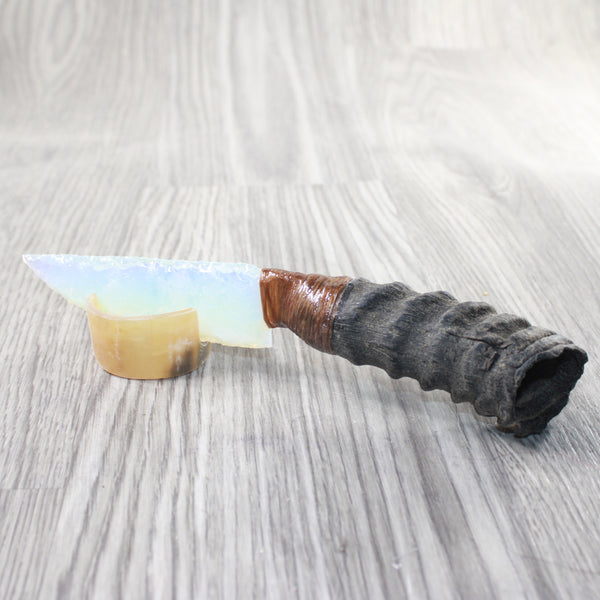 Springbok Horn Handle Opalite Blade Ornamental Knife #6857     Mountain Man Knife