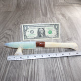 Deer Bone Handle Opalite Blade Ornamental Knife #04065     Mountain Man Knife