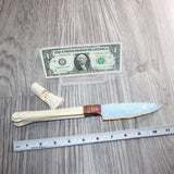 Deer Bone Handle Opalite Blade Ornamental Knife #04065     Mountain Man Knife
