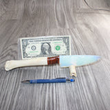 Deer Bone Handle Opalite Blade Ornamental Knife #04065     Mountain Man Knife