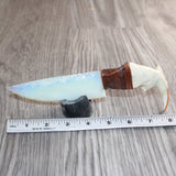 Beaver Jaw Handle Opalite Blade Ornamental Knife #03365     Mountain Man Knife