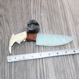 Beaver Jaw Handle Opalite Blade Ornamental Knife #03365     Mountain Man Knife
