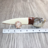 Parrot Puffer Fish Handle Bone Blade Ornamental Knife #02865    Mountain Man Knife