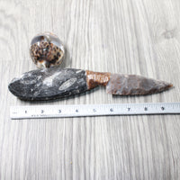 Othoceras Fossil Handle Stone Blade Ornamental Knife #2957    Mountain Man Knife