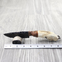 Coyote Foot Handle Obsidian Blade Ornamental Knife #1057  Mountain Man Knife