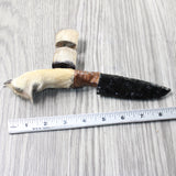 Coyote Foot Handle Obsidian Blade Ornamental Knife #1057  Mountain Man Knife