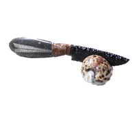 Orthoceras Fossil Handle Obsidian Blade Ornamental Knife #8057  Mountain Man Knife