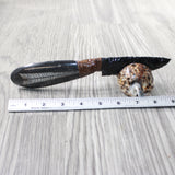 Orthoceras Fossil Handle Obsidian Blade Ornamental Knife #8057  Mountain Man Knife