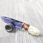 Mink Skull Handle Glass Blade Ornamental Knife #3057    Mountain Man Knife