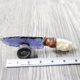 Mink Skull Handle Glass Blade Ornamental Knife #3057    Mountain Man Knife