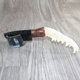 Coyote Jaw Handle Obsidian Blade Ornamental Knife #28865  Mountain Man Knife