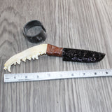 Coyote Jaw Handle Obsidian Blade Ornamental Knife #28865  Mountain Man Knife