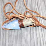 Antler Crown Handle  Opalite  Blade Knife Necklace  #16965  Mountain Man Necklace