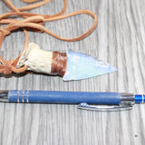 Antler Crown Handle  Opalite  Blade Knife Necklace  #16965  Mountain Man Necklace