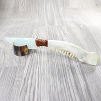 Deer Antler Handle Opalite Blade Ornamental Knife #8257     Mountain Man Knife