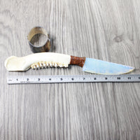Deer Antler Handle Opalite Blade Ornamental Knife #8257     Mountain Man Knife