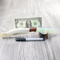 Deer Antler Handle Opalite Blade Ornamental Knife #8257     Mountain Man Knife