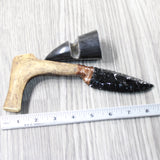 Reindeer Antler Handle Obsidian Blade Ornamental Knife #1257  Mountain Man Knife