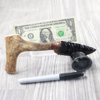 Reindeer Antler Handle Obsidian Blade Ornamental Knife #1257  Mountain Man Knife