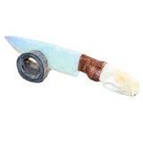 Mink Skull Handle Opalite Blade Ornamental Knife #07365     Mountain Man Knife