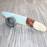 Mink Skull Handle Opalite Blade Ornamental Knife #07365     Mountain Man Knife