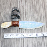 Mink Skull Handle Opalite Blade Ornamental Knife #07365     Mountain Man Knife