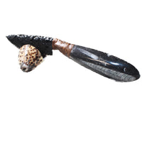 Orthoceras Fossil Handle Obsidian Blade Ornamental Knife #0357  Mountain Man Knife