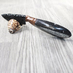 Orthoceras Fossil Handle Obsidian Blade Ornamental Knife #0357  Mountain Man Knife